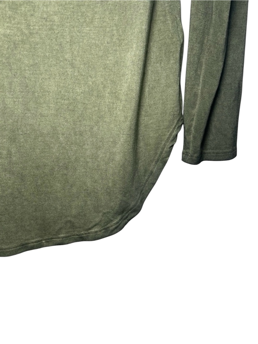 BKE Olive Green Long-Sleeve Crochet V-Neck Curved Hemline Top Size Small - Picture 7 of 10